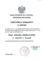 Certyfikat Aleksandra Zdulska
